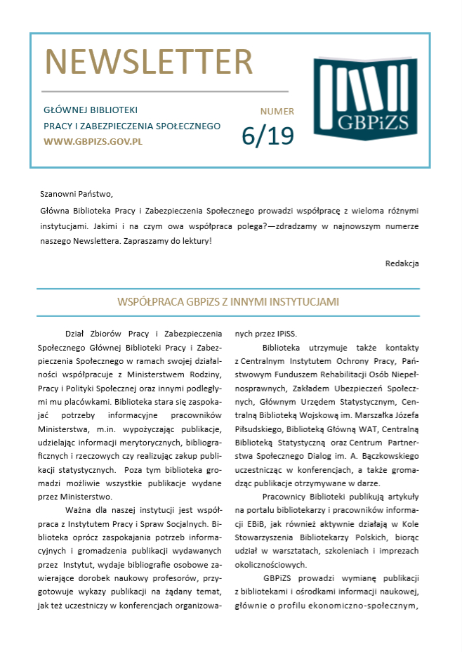okładka newslettera