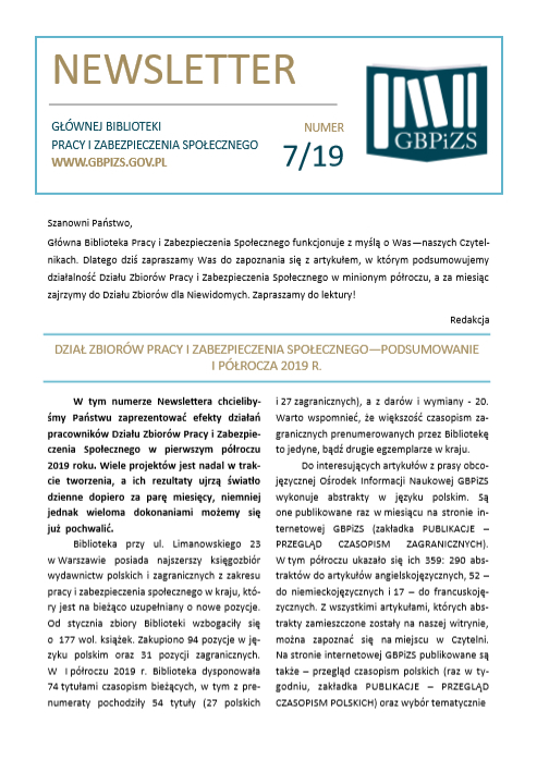 okładka newslettera
