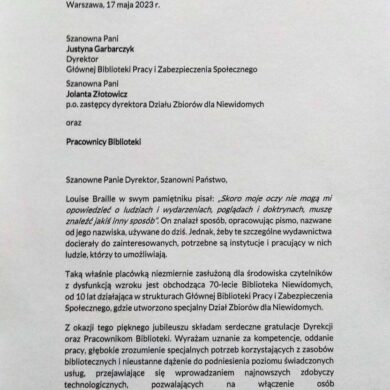 List od Pani Marleny Maląg, Minister Rodziny i Polityki Społecznej